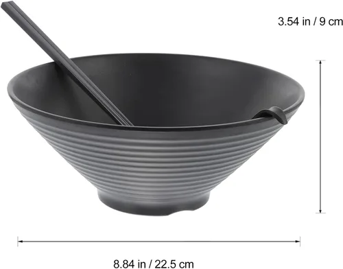 Vista 2 de Hemoton 1 juego de tazones de ramen cucharas mezcladoras palillos japoneses ensaladera con tapa Pho cuencos de cerámica cuencos de mezcla de ramen