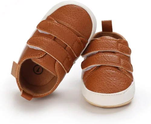 Vista 2 de Clowora Zapatos para bebés niños y niñas, suela de goma antideslizante, zapatos de cuna para recién nacidos, mocasines planos.
