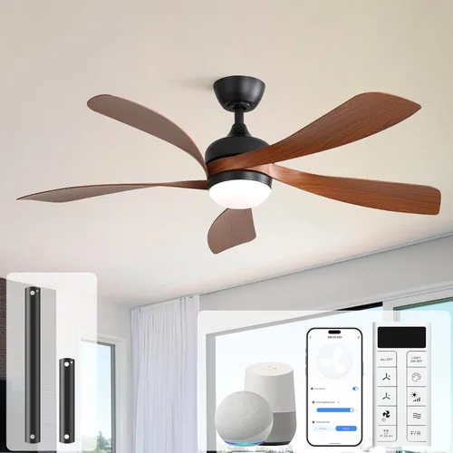 Vista 23 de Sofucor Ventilador de techo inteligente de 52", ventiladores de techo blancos para interiores/exteriores con luces y control remoto, funciona