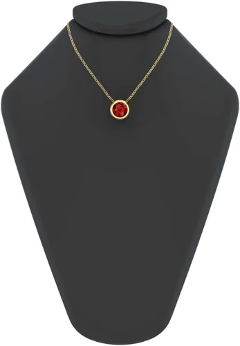 Vista 5 de Belinda Jewelz Collar con colgante redondo de oro amarillo de 14 quilates brillante de 0.276 in, bisel de piedras preciosas clásicas, joyería fina