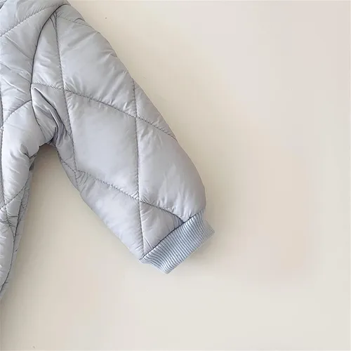 Vista 3 de TBUIALL Trajes de otoño para niña pequeña, color sólido, primavera, otoño, cálido, grueso, manga larga, mameluco acolchado, ropa para bebés y niños