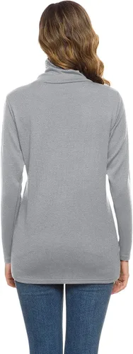 Vista 4 de LOMON Suéter básico de manga larga con cuello alto térmico para mujer