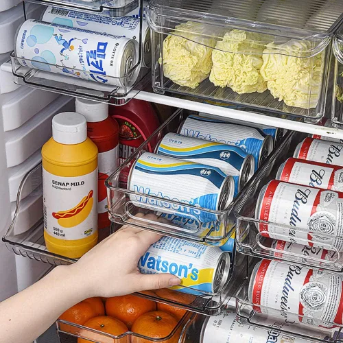 Vista 2 de Estante de almacenamiento de bebidas, organizador de bebidas, organizador de latas de refrescos, organizador de bebidas para refrigerador