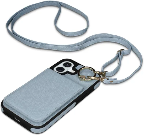 Vista 45 de Funda para iPhone 12 Pro/12, 6.1'', Funda Cartera Cruzada Desmontable con Ranuras para Tarjetas con Bloqueo RFID, Anillo de Soporte 360, Funda Negro