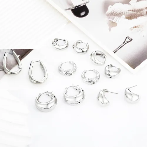Vista 5 de Wgoud Juego de 6 pares de aretes de aro de oro para mujer, chapados en oro de 14 quilates, hipoalergénicos, ligeros, gruesos, abiertos, joyería