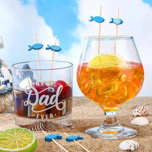 Vista 3 de 200 palillos de bambú para cóctel, para fiestas de aperitivos, estilo pescado bamboo cocktail picks for appetizers, fruits, food skewers, drinks