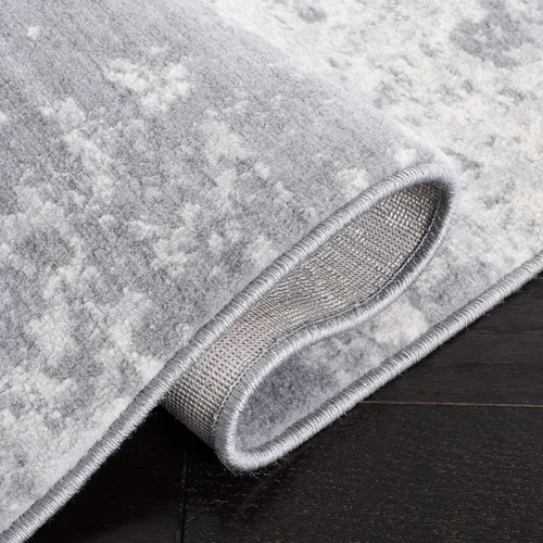 Vista 6 de SAFAVIEH Brentwood Collection - Alfombra de pasillo de 2 x 12 pies, color gris y marfil, diseño abstracto moderno, no desprende pelusa y de fácil