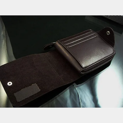 Vista 5 de Encantador bolso de cuero plegable para hombre con cremallera