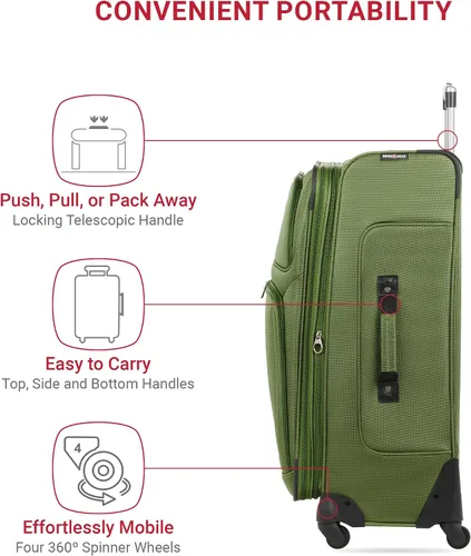 Vista 100 de SwissGear - Equipaje suave expandible Sion con ruedas, Negro
