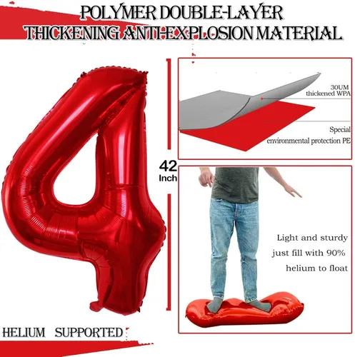 Vista 142 de GOER Globos Número 10 para Decoraciones de Fiesta de 10º Cumpleaños, Globos de Helio de Papel de Aluminio Jumbo de 42 Pulgadas para 10º Aniversario