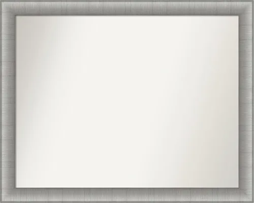 Vista 426 de Amanti Art Espejo de baño plateado para sobre el fregadero, 28 x 37 pulgadas, elegante espejo rectangular de peltre cepillado, marco de madera