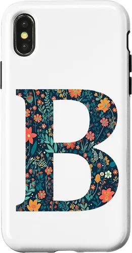 Vista 5 de iPhone 12 mini monograma iniciales floral letra B bonito patrón flores caso