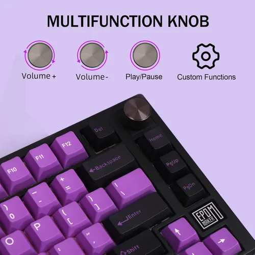 Vista 7 de EPOMAKER TH80 SE Junta 75% teclado mecánico, NKRO intercambiable en caliente RGB 2.4Ghz Bluetooth 5.0 Teclado para juegos con cable con espuma