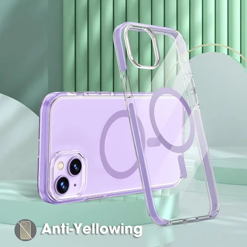 Vista 4 de MATEPROX Compatible con MagSafe para iPhone 14, funda magnética transparente transparente, antiamarilla, delgada, a prueba de golpes, de cristal