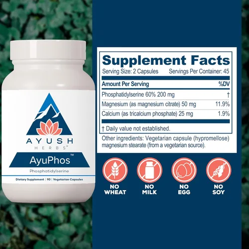 Vista 3 de Ayush Herbs AyuPhos - Suplemento de fosfatidilserina para hombres y mujeres, fosfatidilserina sin soja, apoyo cerebral, memoria y cognitivo