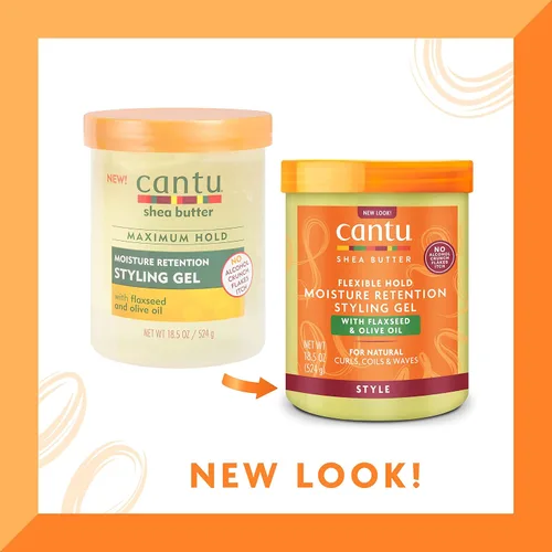 Vista 4 de Cantu Gel para peinar con retención de humedad con linaza y aceite de oliva, fijación flexible por Cantu para unisex, gel de 18.5 onzas