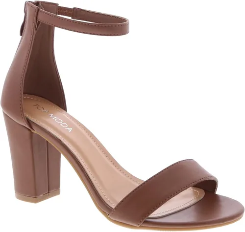 Vista 20 de TOP MODA Hannah-1 - Sandalias de tacón alto con tira en el tobillo elegantes, suela antideslizante, para boda, fiesta, baile de graduación Beige