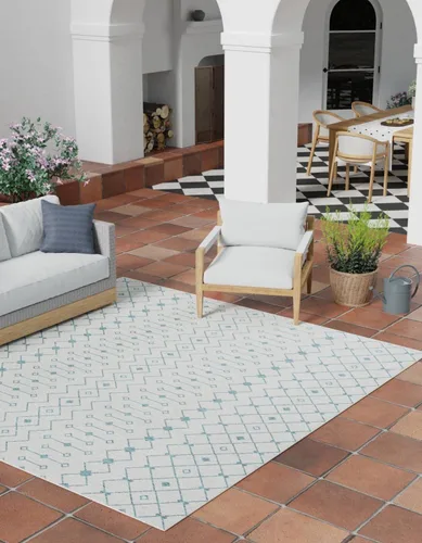 Vista 58 de Unique Loom Outdoor Trellis Collection - Alfombra de área con diseño de enrejado tribal (2 pies 2 pulgadas x 3 pies 1 pulgada, ovalada, azul/marfil)