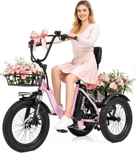 Vista 10 de Bicicleta eléctrica para adultos, triciclo de 1200 W de potencia máxima y batería extraíble de 499.2 Wh, neumáticos gruesos de 18x3.0, bicicleta