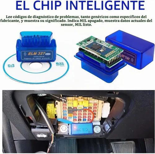 Vista 4 de ELM327 OBDII - Escáner de diagnóstico automático para automóvil, mini interfaz ELM327, lector de código de falla de motor Bluetooth, detector de 1