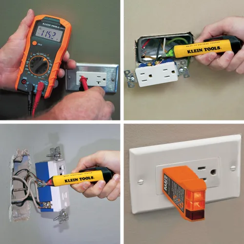 Vista 8 de Kit de prueba eléctrica Klein Tools 80067 con termómetro digital IR, multímetro, probador de voltaje sin contacto en forma de bolígrafo y probador