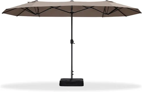 Vista 116 de PURPLE LEAF - Sombrilla de mercado de patio de 13 pies con base rectangular doble cara, sombrilla de mesa para exteriores con manivela, 12 varillas