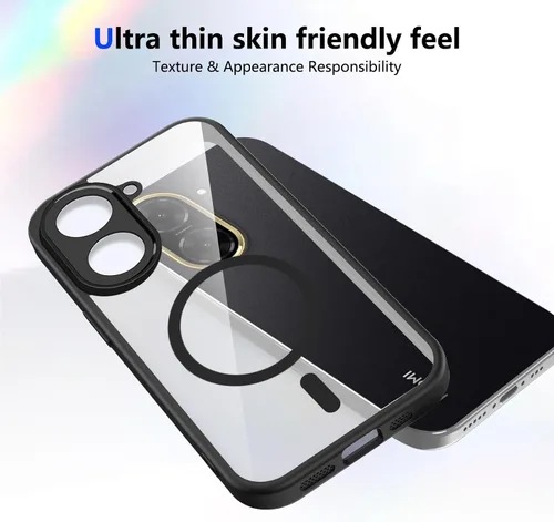 Vista 425 de Funda magnética transparente compatible con Xiaomi 17T, color negro 2 en 1 PC + TPU cubierta de teléfono a prueba de golpes, carcasa protectora
