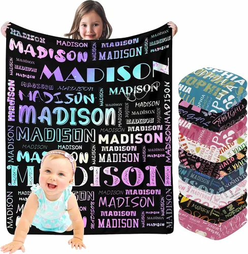 Vista 22 de InterestPrint Manta de bebé personalizada con nombre, lindo muñeco de nieve negro, manta personalizada con nombre para niños, niñas, niños, manta