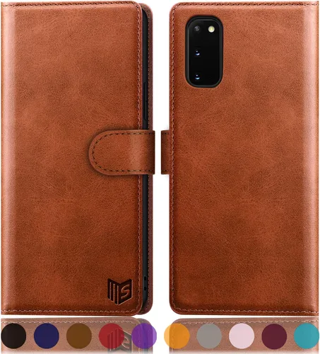 Vista 9 de SUANPOT Funda de piel tipo cartera para Samsung Galaxy S20 de 6.2 pulgadas (no S20+/S20 Ultra) con bloqueo RFID, tarjetero de crédito, funda