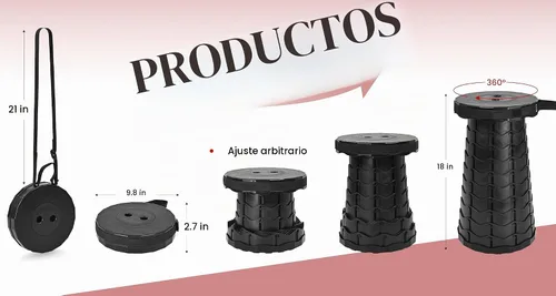 Vista 5 de Taburete plegable portátil, paquete de 2 con cojín, 400 libras