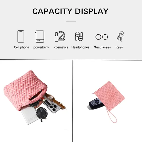 Vista 4 de Bolso de hombro pequeño, Bolsos y monederos para mujer, Bolso compuesto tejido, Bolsa de cadena de viaje, Bolso cruzado para teléfono