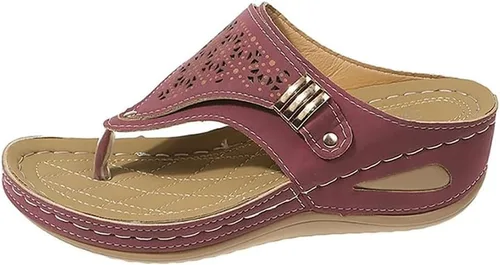 Vista 5 de Sandalias ortopédicas para mujer, sandalias de cuña con soporte de arco, sandalias de playa cómodas y elegantes para el verano 2025