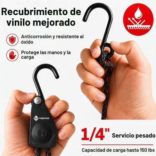 Vista 5 de LE KAPMOZ Correas de amarre de trinquete, colgador de cuerda ajustable de 1