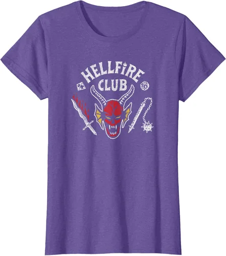 Vista 13 de Stranger Things 4 Camiseta Hellfire Club con Calavera y Armas Negro