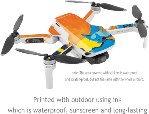 Vista 3 de O'woda Juego de calcomanías de decoración para DJI Mavic Mini Drone PVC impermeable DIY Skin Drone Body Sticker Accesorios (rojo)