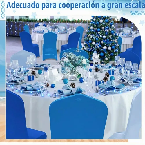 Vista 2 de Oudain 12 fundas de silla plegables azules para decoración de fiestas Serie azul