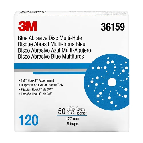 Vista 10 de 3M Hookit - Disco abrasivo azul con múltiples orificios 36159 (4 unidades)