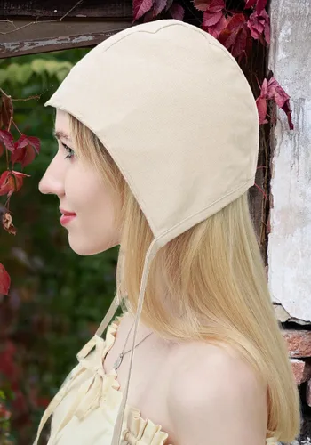Vista 6 de FURPHI Gorra medieval coif para mujer, gorro colonial, victoriano, campesino, amish, accesorios de cosplay