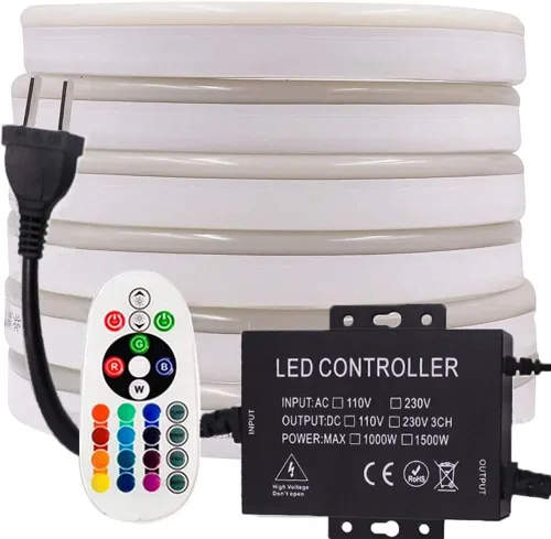 Vista 10 de Luces LED de neón, control remoto inteligente WiFi 110-130V RGB regulable, impermeable, 5050 60 LED/m, compatible con Alexa, Google Home, iOS