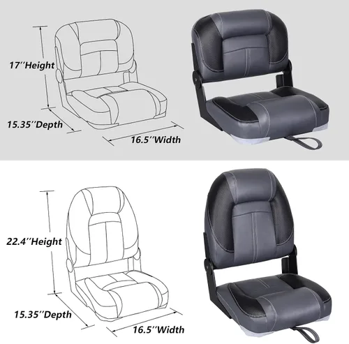 Vista 2 de Leader Accessories Asientos plegables para barco de pesca de 50" para bass boat