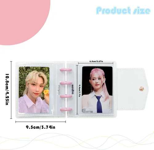 Vista 4 de Carpeta para tarjetas fotográficas de 3 pulgadas, álbum de fotos desmontable, mini libro de fotos con 20 bolsillos para 40 tarjetas (rosa)