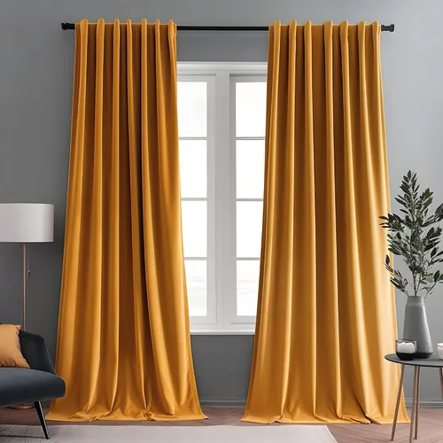Vista 33 de Cortinas opacas de terciopelo negro para sala de estar, 52 pulgadas de ancho x 63 pulgadas de largo, cortinas opacas de lujo para dormitorio