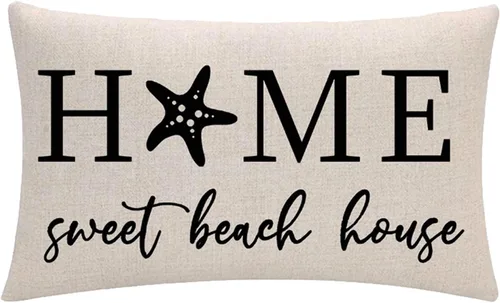 Vista 3 de 7COLORROOM Paquete de 2 fundas de almohada decorativas para casa de playa, relajante, disfrutar, relajarse, estrellas de mar, rectangulares, fundas