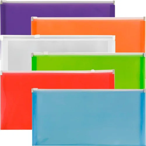 Vista 10 de JAM Sobres de plástico para papel con cierre de presión, Colores Variados Variado paquete de 6