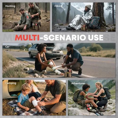 Vista 8 de 144 piezas de kit avanzado de primeros auxilios para trauma - Equipo de emergencia para acampar con torniquete, vendaje de compresión, férula de 36