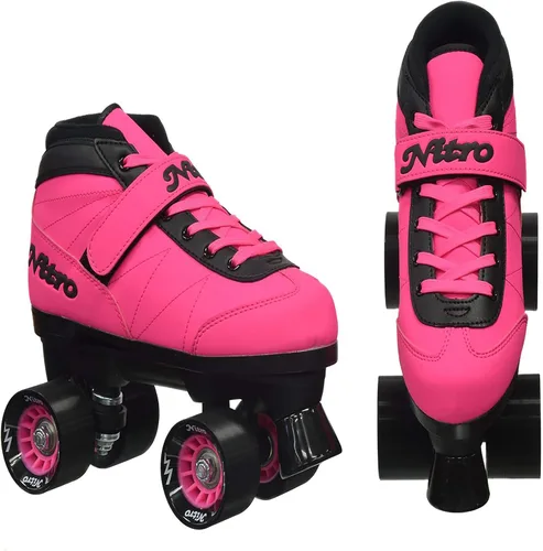 Vista 2 de Epic Skates Epic Nitro Turbo - Patines de velocidad cuádruple, color rosa