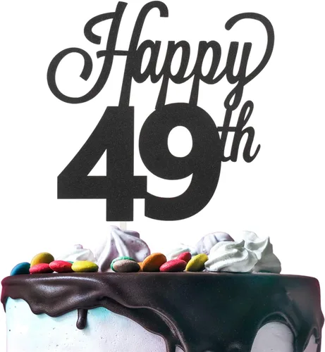 Vista 55 de LINGTEER - Decoración para pastel con texto "Happy Birthday 100", color negro