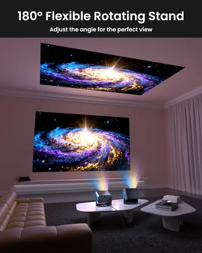 Vista 6 de Mini proyector inteligente con WiFi y Bluetooth, [aplicaciones integradas] Proyector portátil compatible con 4K nativo 1080P 4K para techo