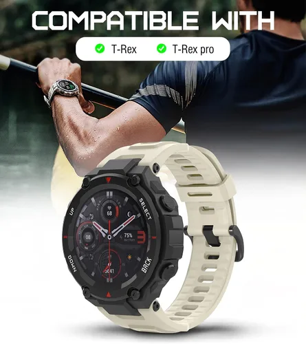 Vista 2 de MoKo Correa de reloj compatible con Amazfit T-Rex/T-Rex Pro Smartwatch, correa deportiva de repuesto de silicona suave, pulsera transpirable