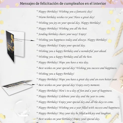 Vista 2 de 100 tarjetas de cumpleaños a granel con sobres, grandes 5 x 7, mensajes